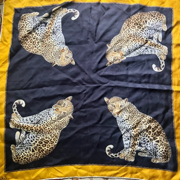 Echo Leopard Scarf Hand Rolled Hem Vintage - Picture 10 of 10